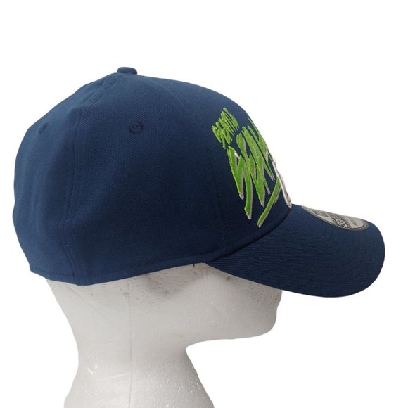 Seattle Seahawks New Era 30Thirty Cap M/L Stretch NFL Navy Blue Embroidered NEW - Picture 5 of 9